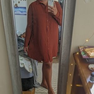 Pumpkin Coloured Shirt Dress (F21)
